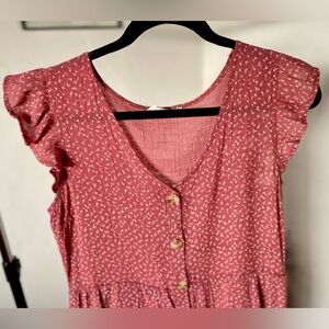 Sweet Wanderer Pink Dress with White Accents